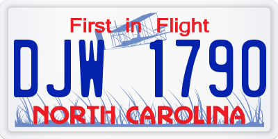 NC license plate DJW1790