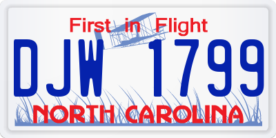 NC license plate DJW1799