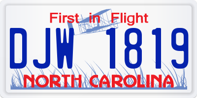 NC license plate DJW1819