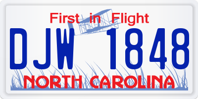 NC license plate DJW1848