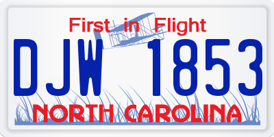 NC license plate DJW1853