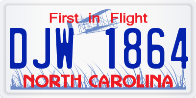 NC license plate DJW1864