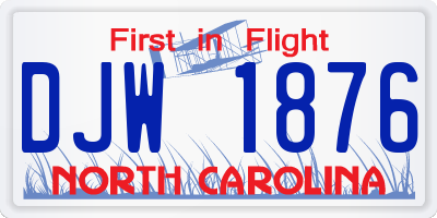 NC license plate DJW1876