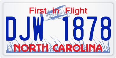 NC license plate DJW1878