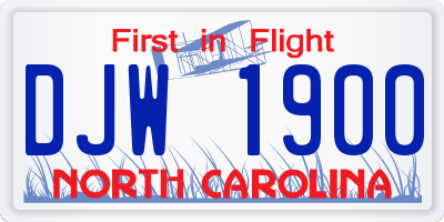 NC license plate DJW1900