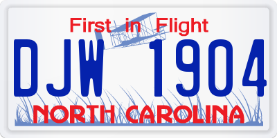 NC license plate DJW1904