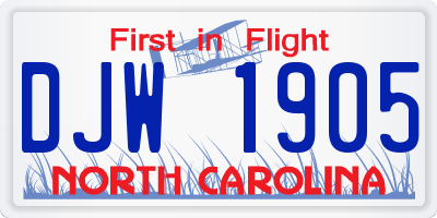 NC license plate DJW1905