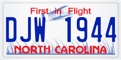 NC license plate DJW1944
