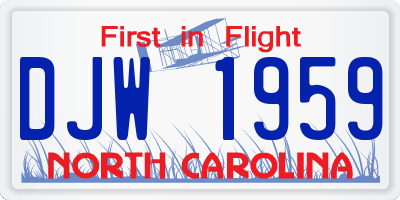 NC license plate DJW1959