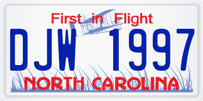 NC license plate DJW1997