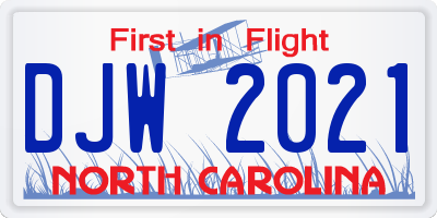 NC license plate DJW2021