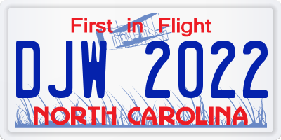 NC license plate DJW2022