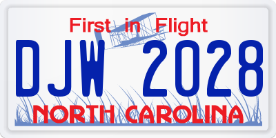 NC license plate DJW2028