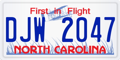 NC license plate DJW2047