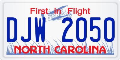NC license plate DJW2050