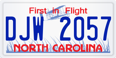 NC license plate DJW2057