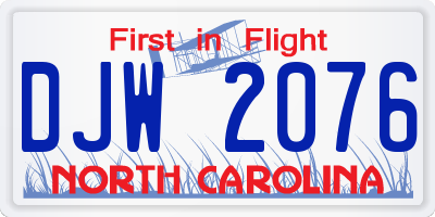 NC license plate DJW2076