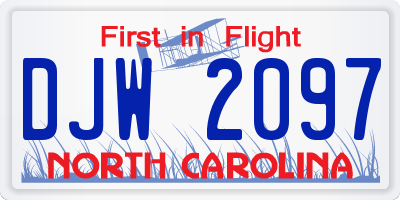 NC license plate DJW2097