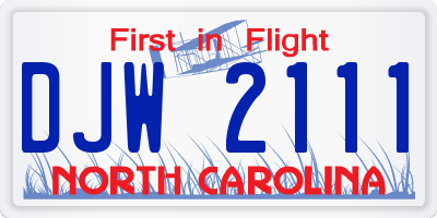 NC license plate DJW2111