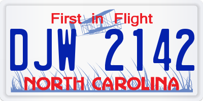 NC license plate DJW2142