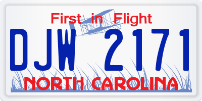 NC license plate DJW2171