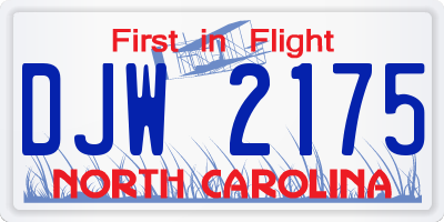 NC license plate DJW2175
