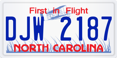 NC license plate DJW2187