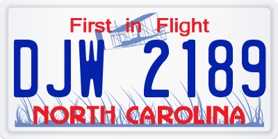 NC license plate DJW2189