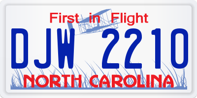 NC license plate DJW2210