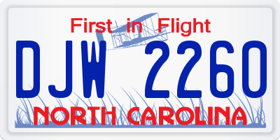 NC license plate DJW2260