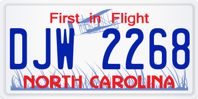 NC license plate DJW2268