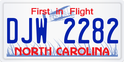 NC license plate DJW2282