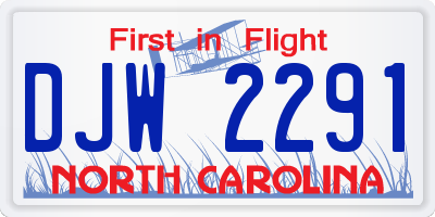 NC license plate DJW2291