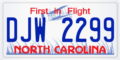 NC license plate DJW2299