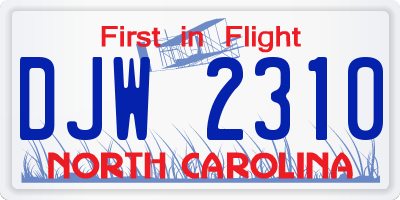 NC license plate DJW2310