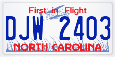NC license plate DJW2403