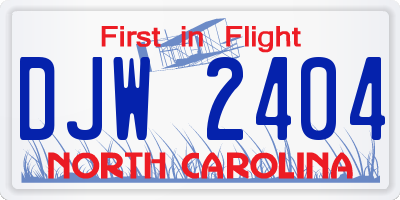 NC license plate DJW2404