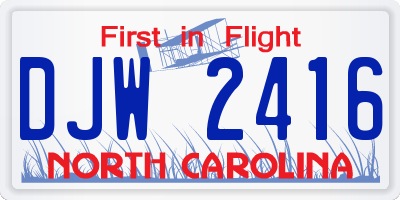 NC license plate DJW2416