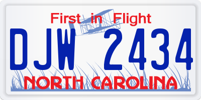 NC license plate DJW2434