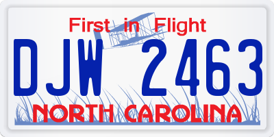 NC license plate DJW2463