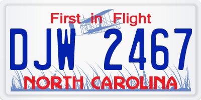 NC license plate DJW2467