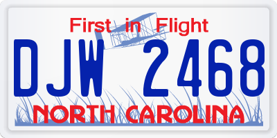 NC license plate DJW2468