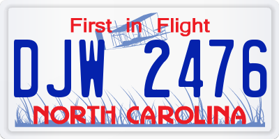 NC license plate DJW2476