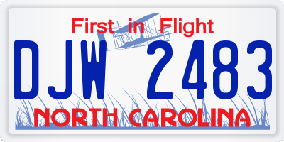 NC license plate DJW2483