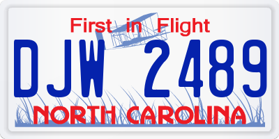 NC license plate DJW2489