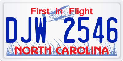 NC license plate DJW2546