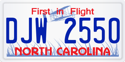 NC license plate DJW2550