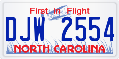 NC license plate DJW2554