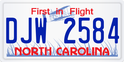 NC license plate DJW2584