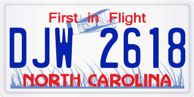 NC license plate DJW2618